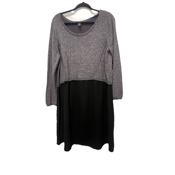 Lane Bryant NWT Black & Metallic Silver Sweater Layered Look Dress Size 18/20 - Picture 1 of 8